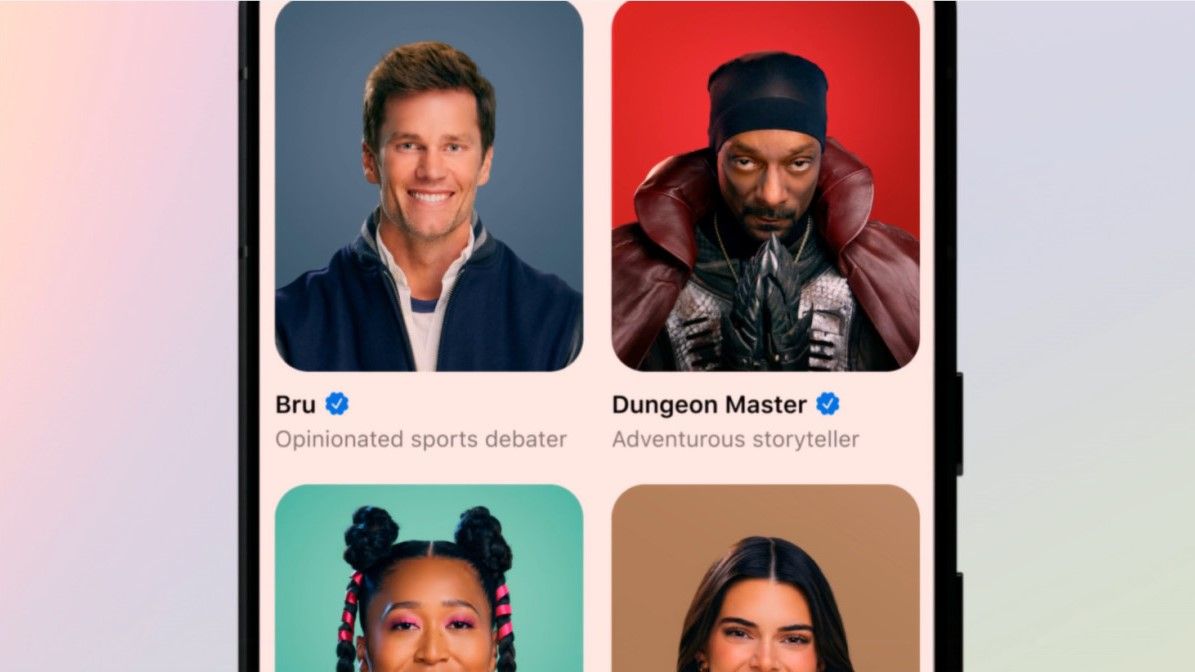 A screenshot of a mobile screen, showing a selection of Meta&#039;s celebrity AI avatars