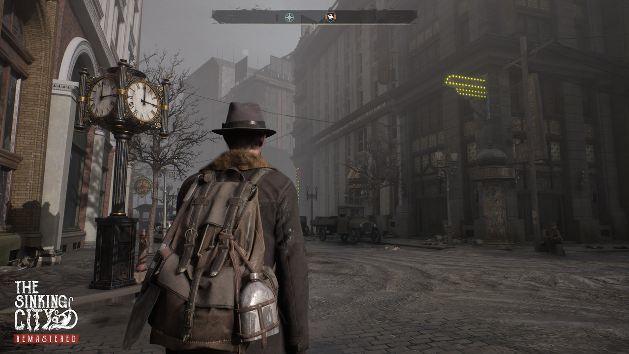 A city street in The Sinking City Remastered.