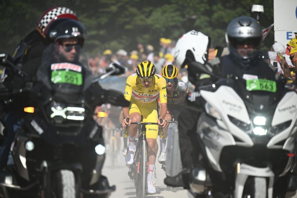 Slovenian Tadej Pogacar of UAE Team Emirates pictured in action during stage seven of the Tour de France cycling race a 176 km race from Tomblaine to La Super Planche des Belles Filles France on Friday 08 July 2022 This years Tour de France takes place from 01 to 24 July 2022 BELGA PHOTO POOL JASPER JACOBS UK OUT Photo by JASPER JACOBS BELGA MAG Belga via AFP Photo by JASPER JACOBSBELGA MAGAFP via Getty Images