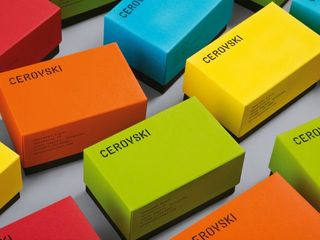 The business card boxes further develop the minimal aesthetic of the identity, which is designed to let Cerovski's printing ability speak for itself