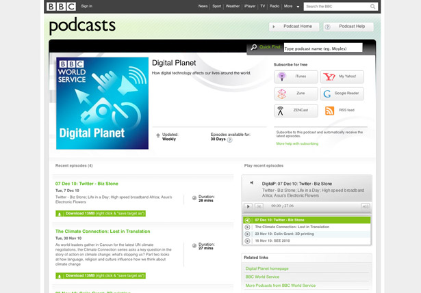 Which tech podcast: Digital Planet