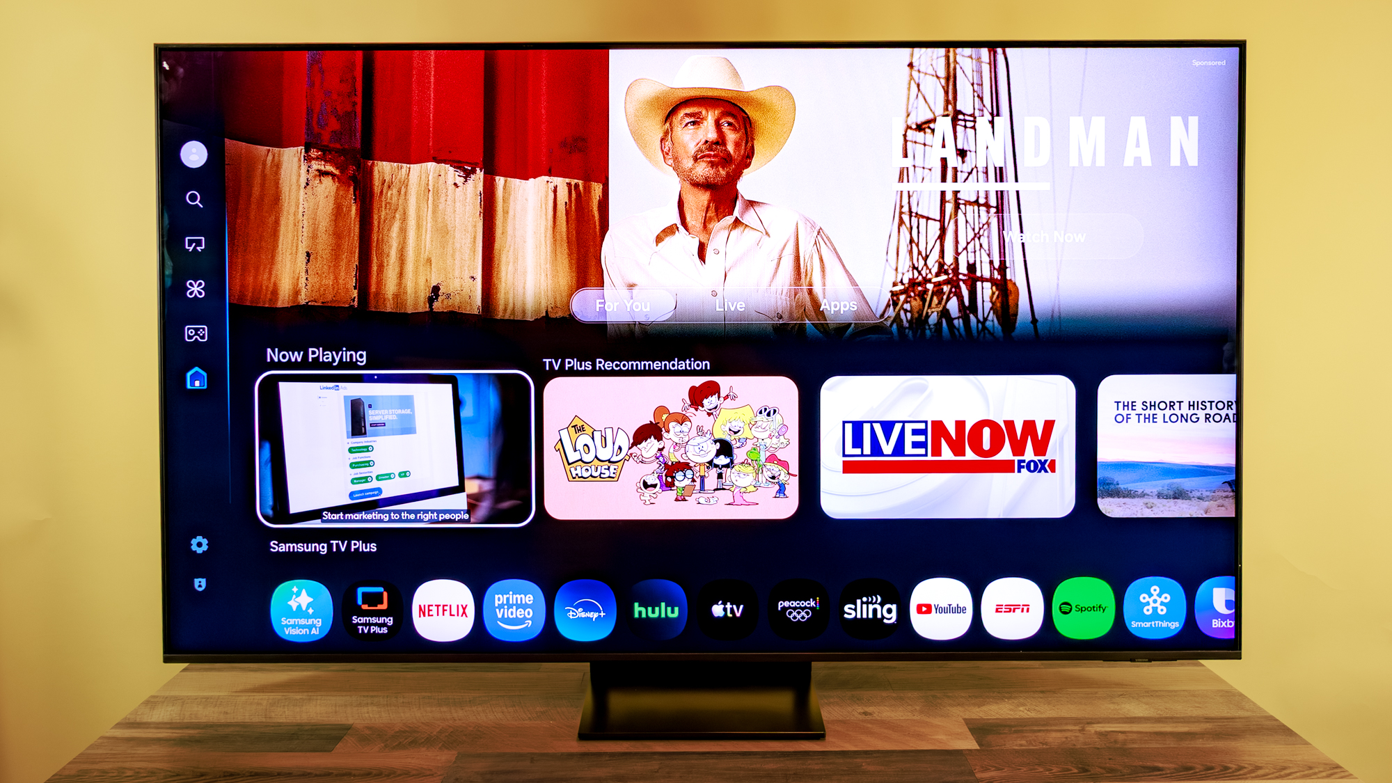 Samsung NEO QLED QN70F TV on a table