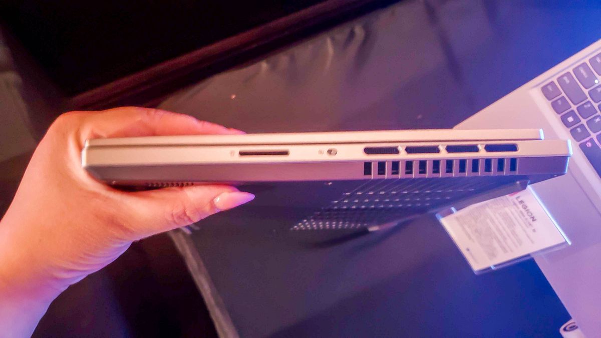dark laptop side view