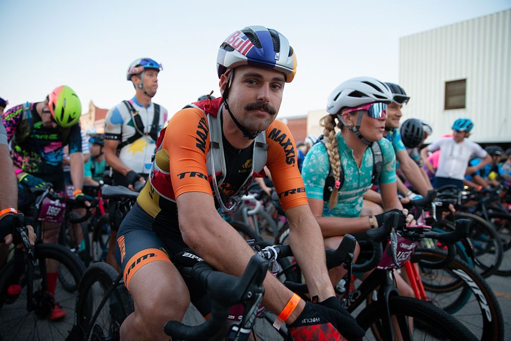 Payson McElveen awaited the start alongside other called-up riders.
