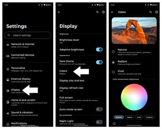 Motorola Razr Plus 2024 display color settings