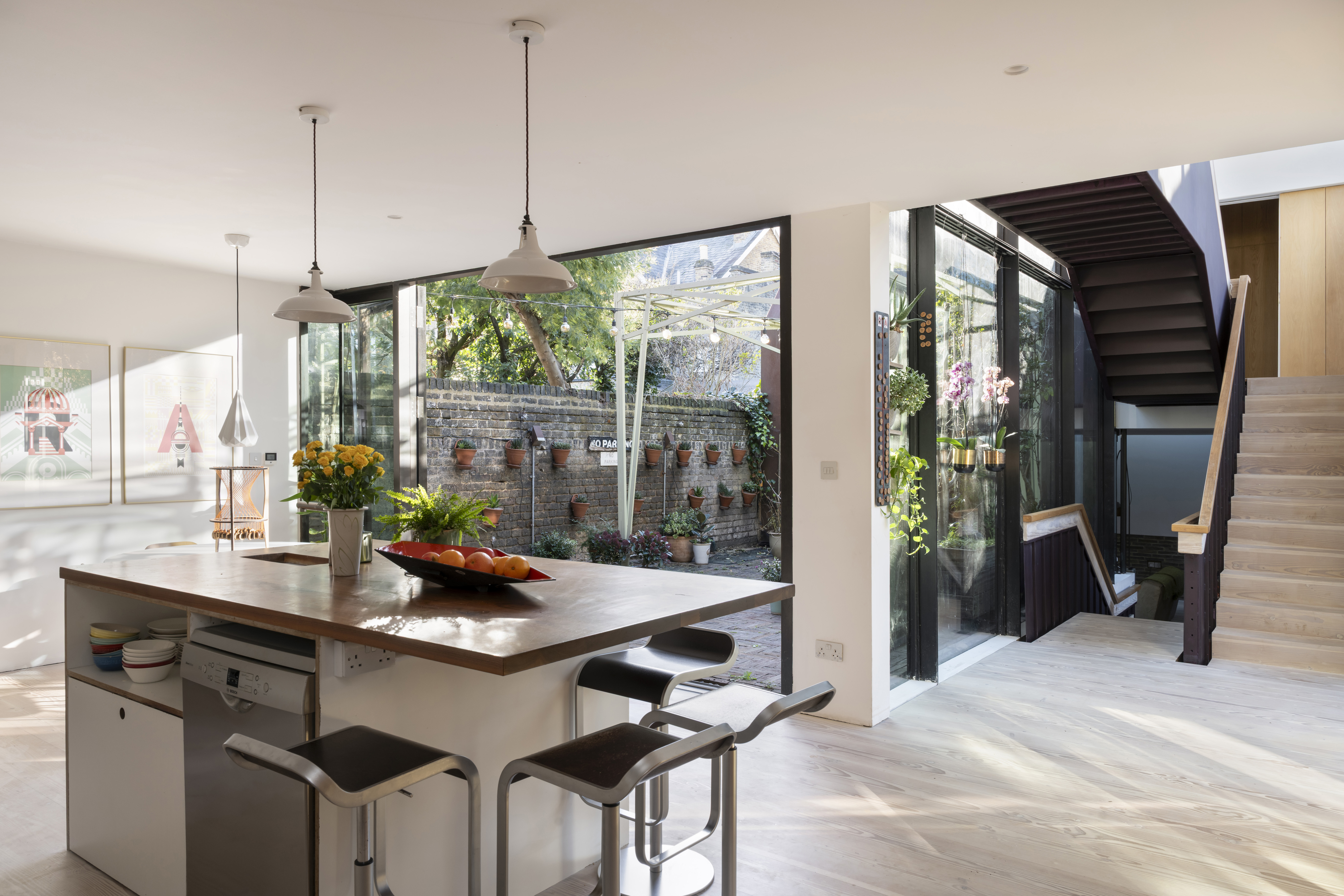 Kew House Kitchen and Dining Room with vast open windows