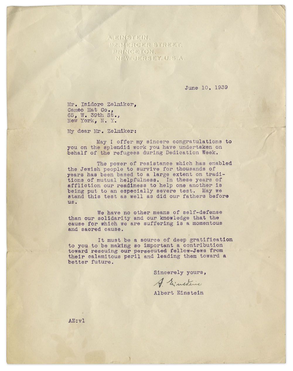 Einstein&#039;s signed letter.