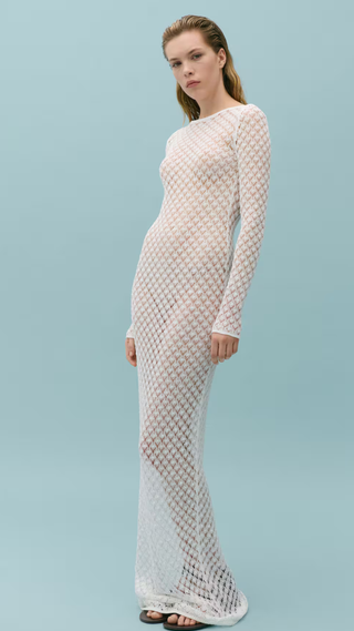 Crochet Dress With Open Back - Women