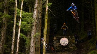 Jess Blewitt riding at RedBull Hardline in the Dyfi Valley, Wales on July 13th, 2023.