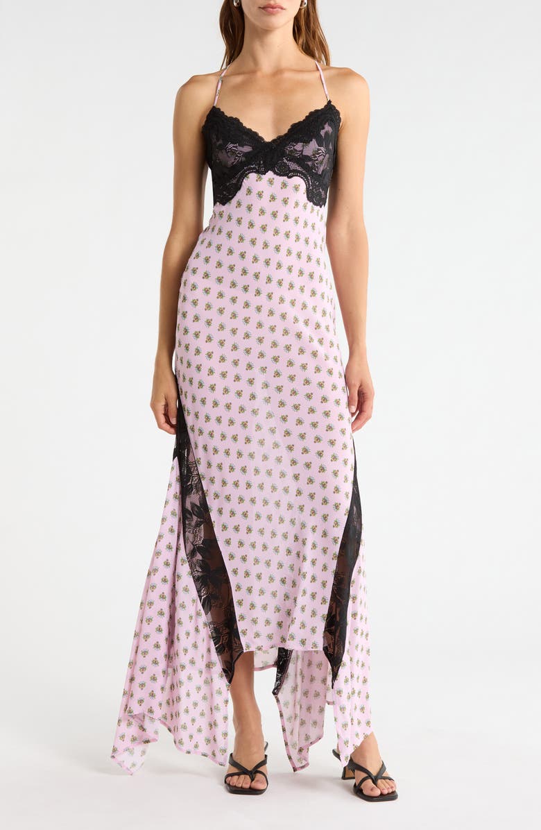 Vince Crocus Scarf Print Lace Detail Slipdress