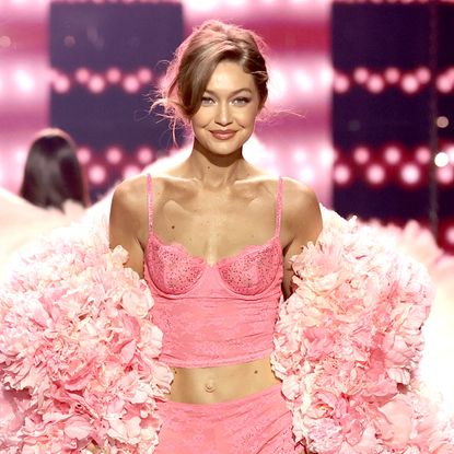 Gigi Hadid walks the runway for Victoria's Secret Fashion Show 2025 on October 15, 2025 in New York City. 