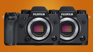 Two Fujifilm X-H1 mirrorless cameras side by side