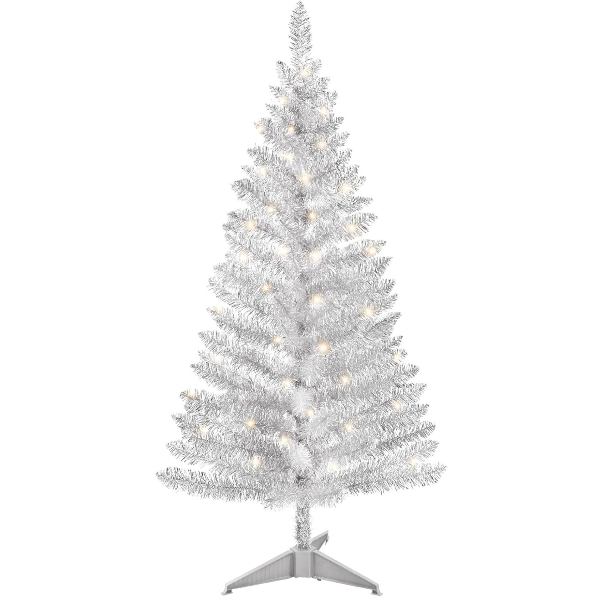 4ft Lighted Artificial Silvery Christmas Tree