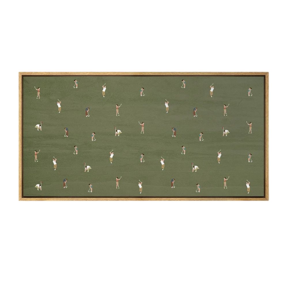 Whimsical Golfers on Green Large Framed Wall Art