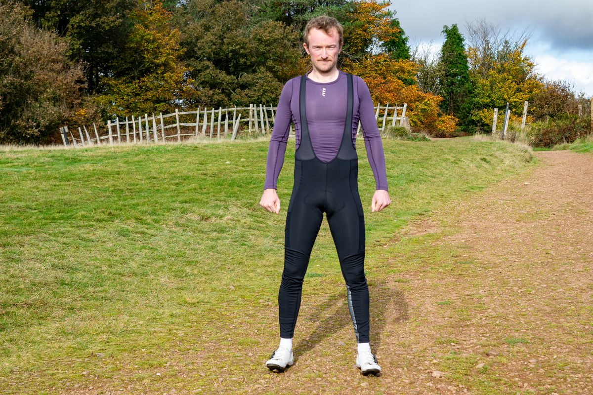 A man wearing a pair of POC cargo bibtights