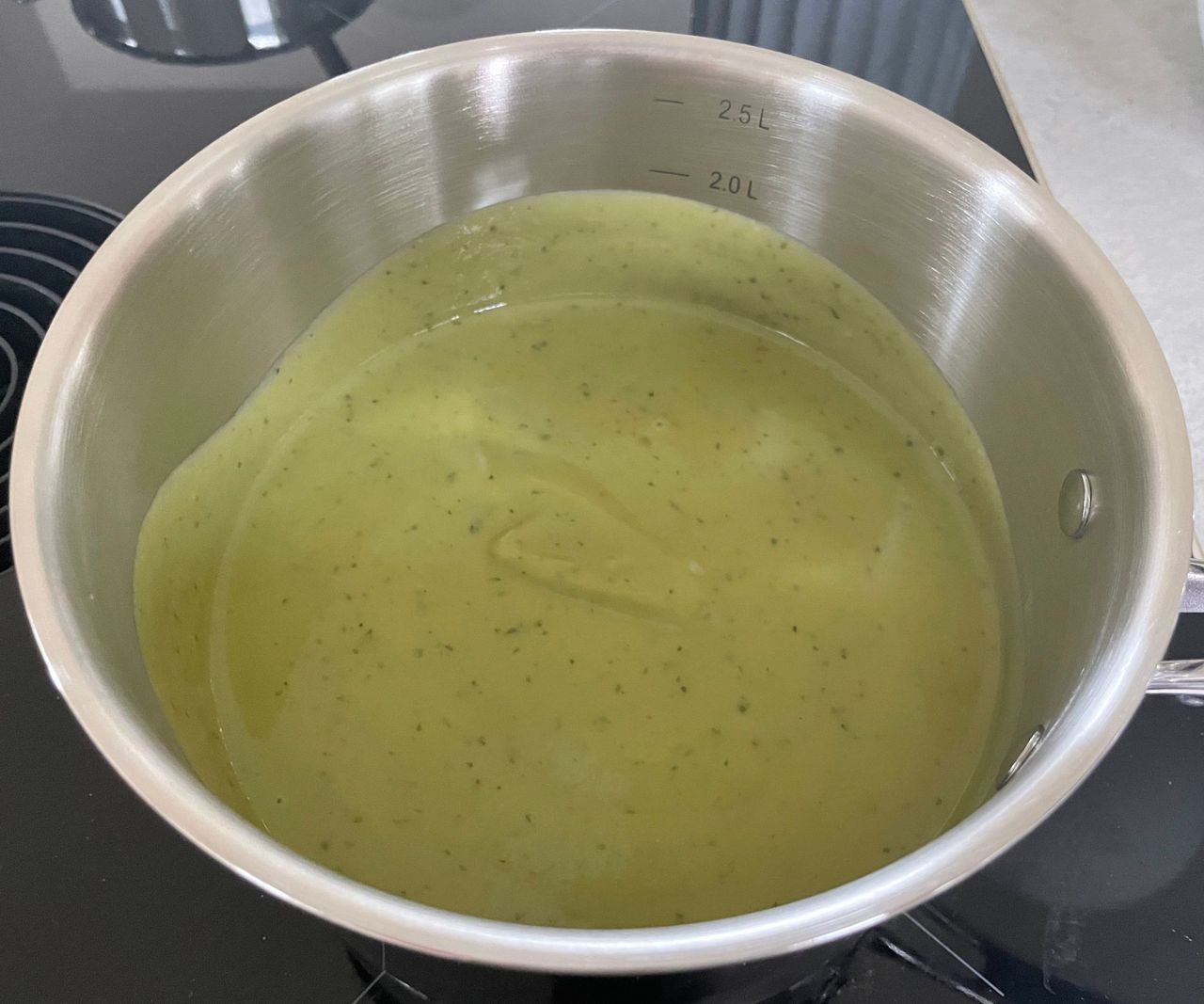 Pea soup made in the M&amp;S Stainless Steel Pan