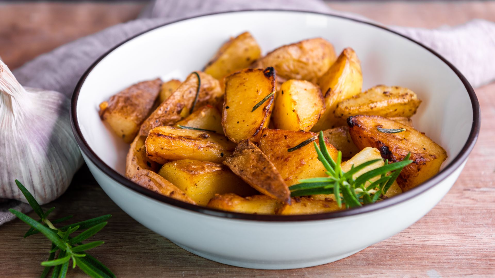 Baked potatoes in a bowl