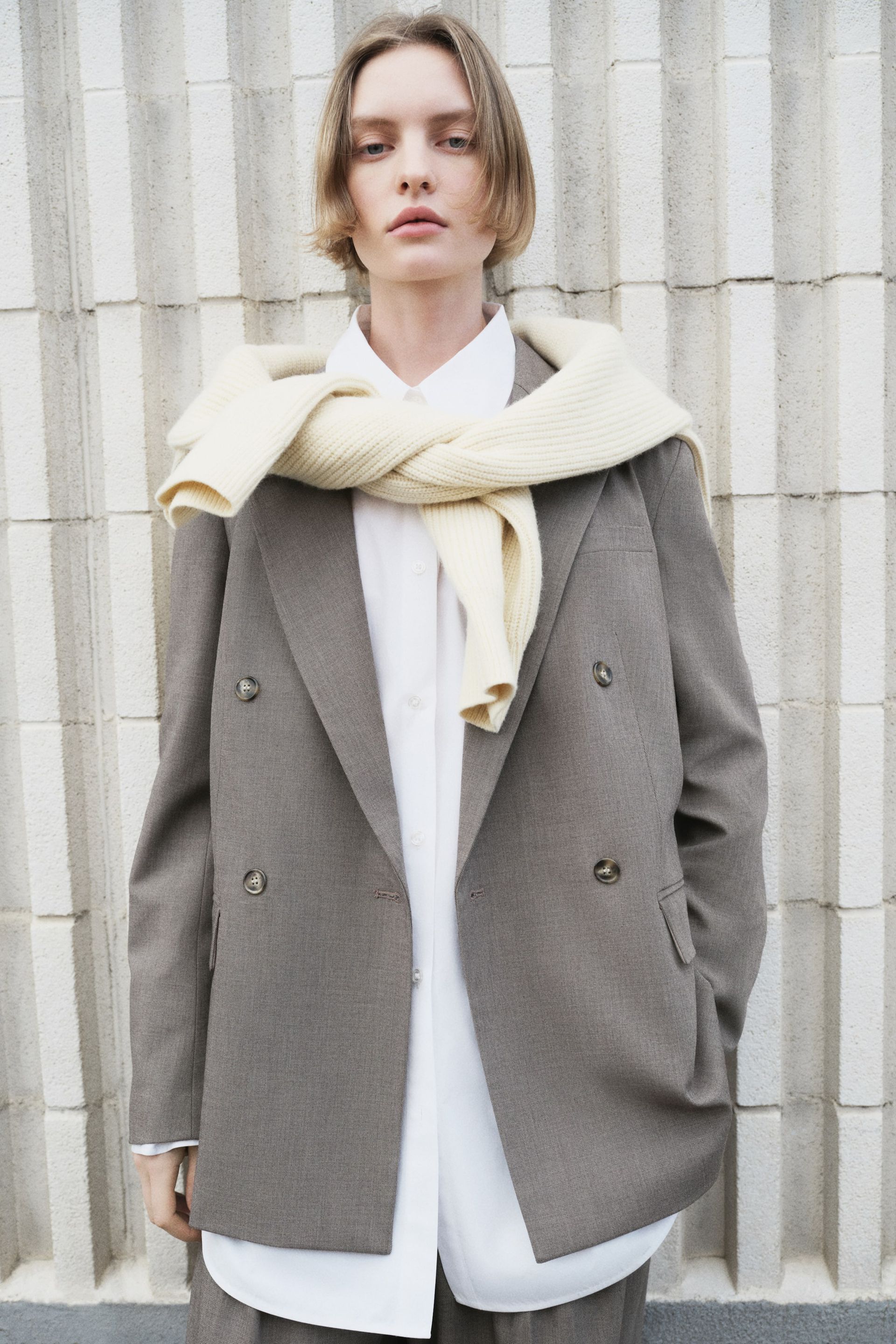 Double-Breasted Blazer - Dark Mole
