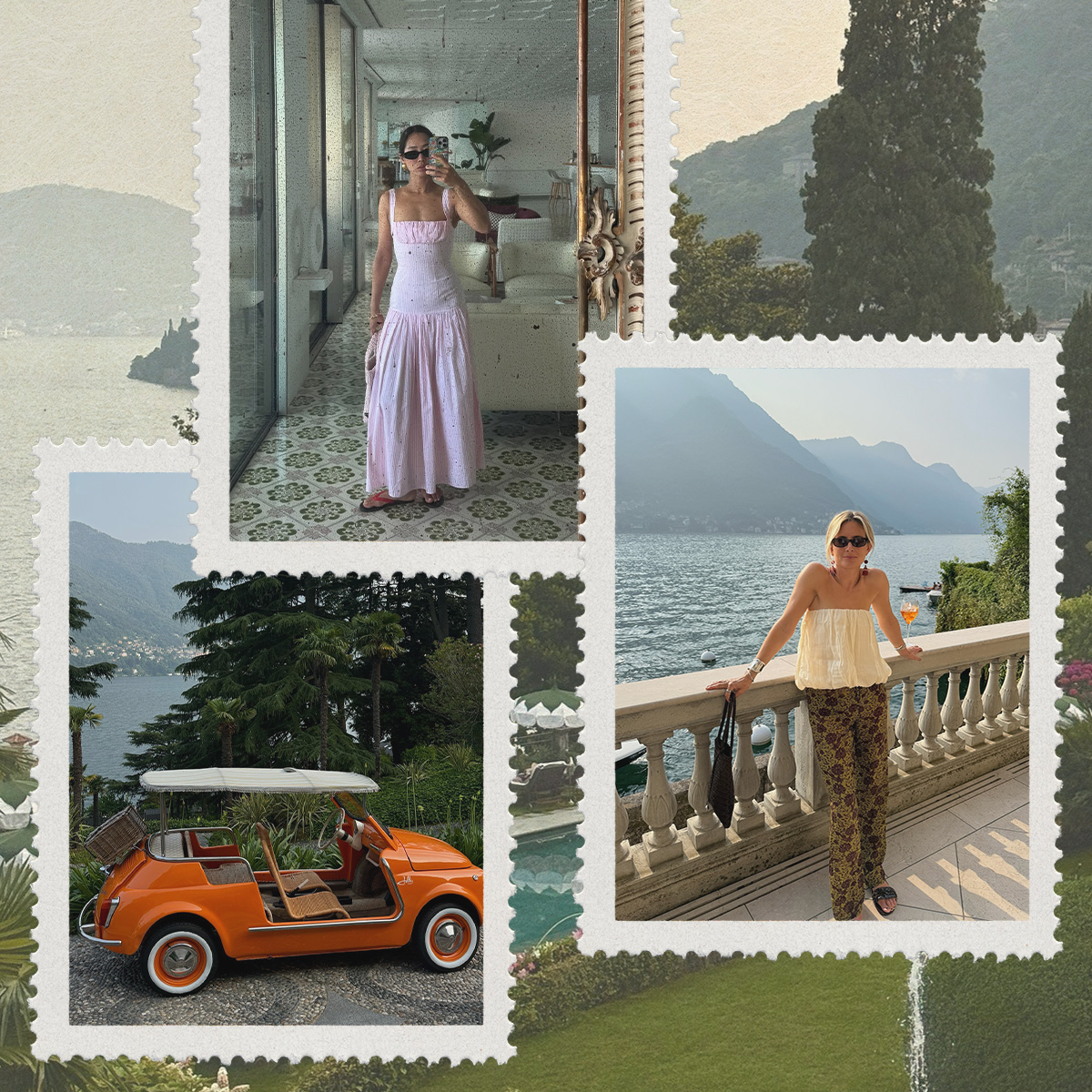 Collage Lake Como scenery and outfit ideas for Lake Como