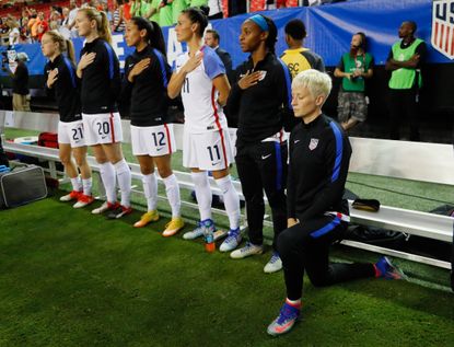 United States' Megan Rapinoe sits on the bench prior to a CONCACAF Women's  Championship soccer match against Haiti in Monterrey, Mexico, Monday, July  4, 2022. (AP Photo/Fernando Llano Stock Photo - Alamy