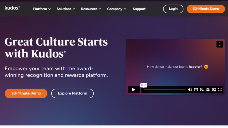 Kudos website screenshot (May 2025)