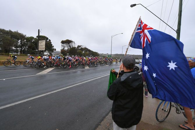 The crowds came out to support the race despite the weather
