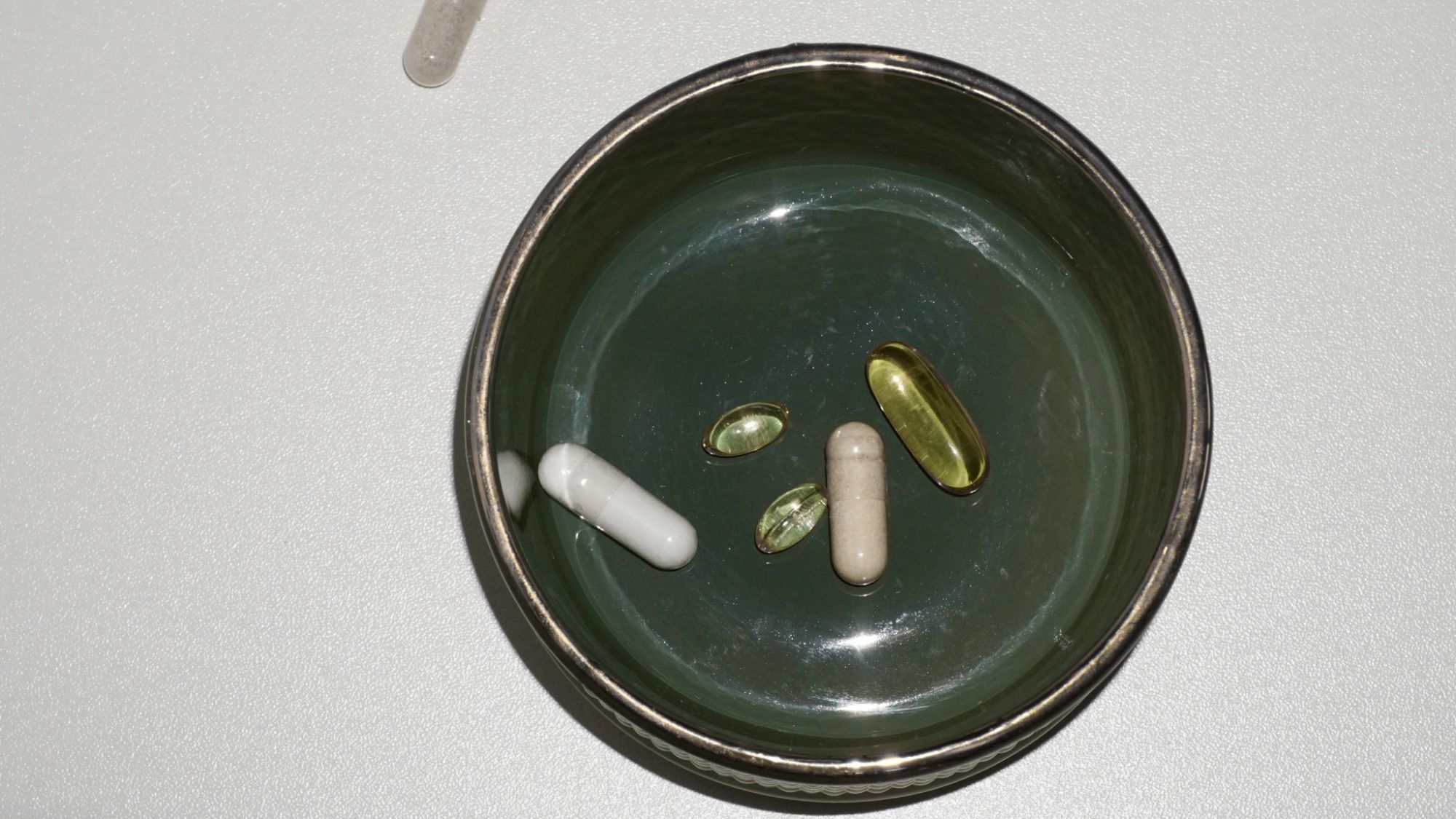 A bowl of supplements