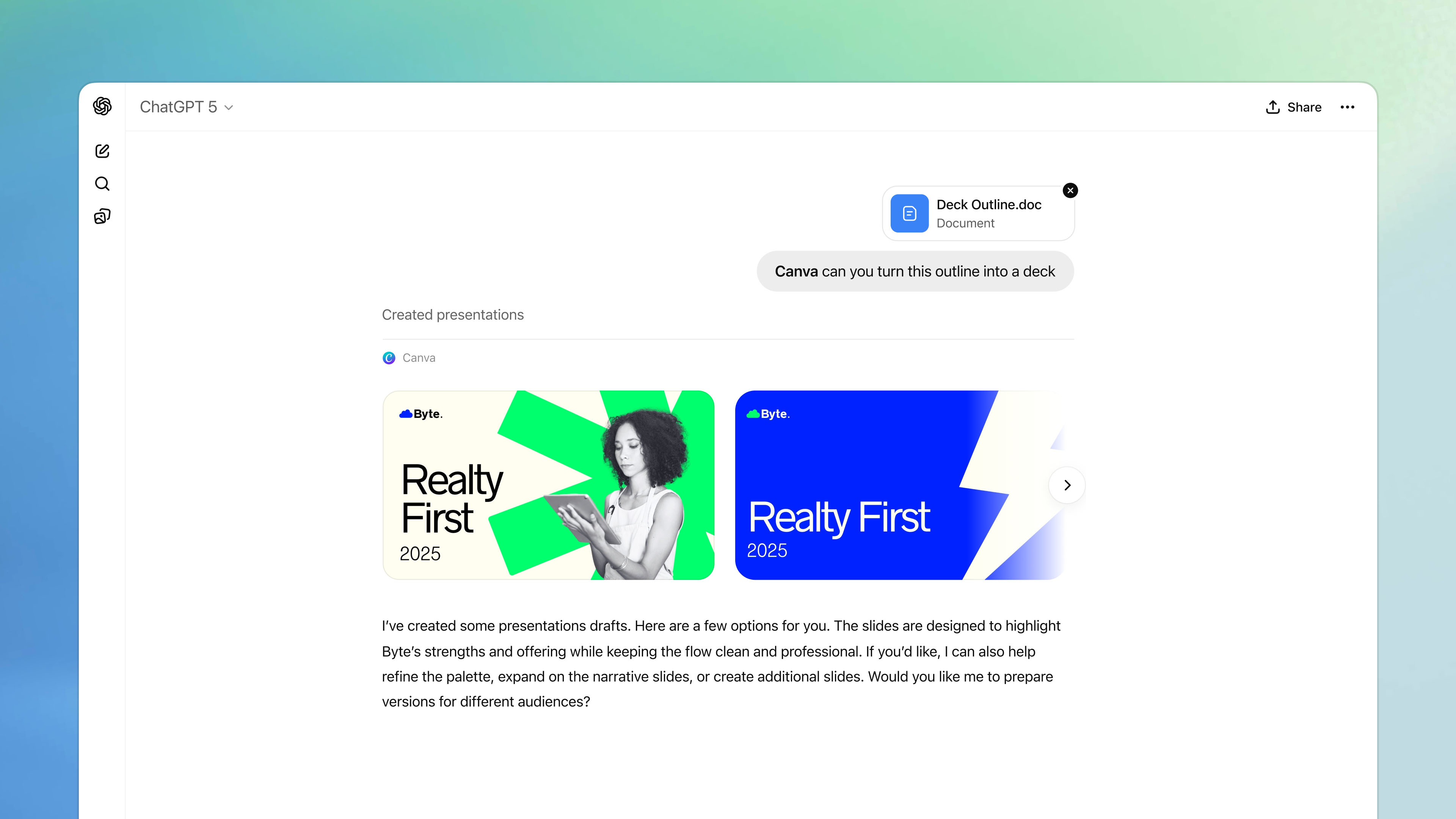 Canva app in OpenAI