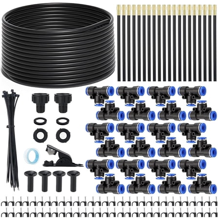 Bshapplus&amp;reg; 80ft 5/16" Drip Irrigation System,garden Irrigation Kit With 20pcs 360&amp;deg;adjustable Bendable Copper Misting Nozzles,atomizing Watering System for Lawn, Raised Beds,greenhouse,outdoor Cooling