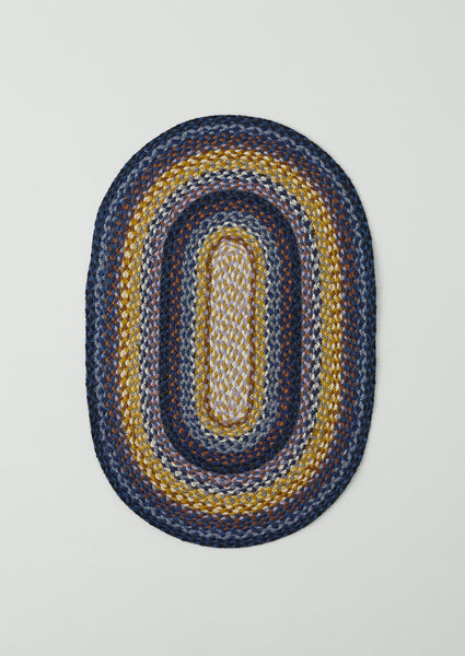 Jute Braided Doormat | Cobalt/harvest
