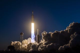 A SpaceX Falcon Heavy rocket launches the USSF-67 mission for the U.S. Space Force from NASA's Kennedy Space Center on Jan. 15, 2023.
