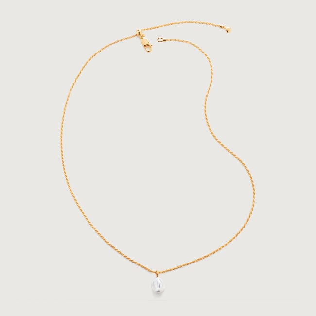 Gold Vermeil Nura Tiny Keshi Pearl Necklace Adjustable 42cm/16.5' - Pearl