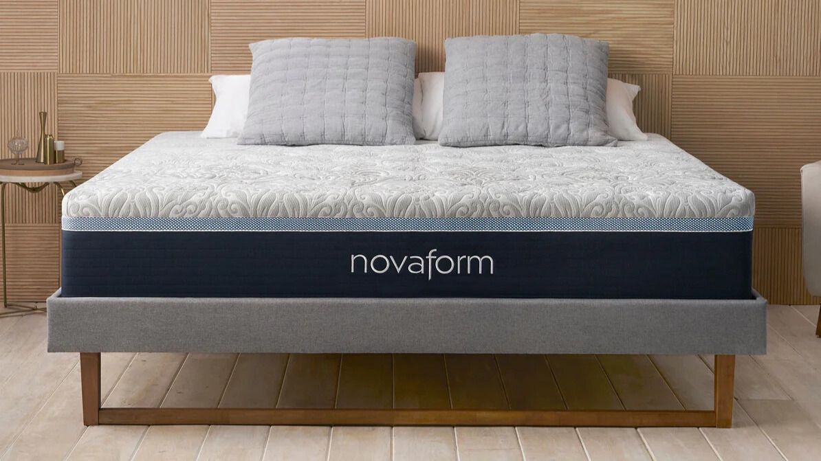 A Novaform mattress in a well-lit bedroom