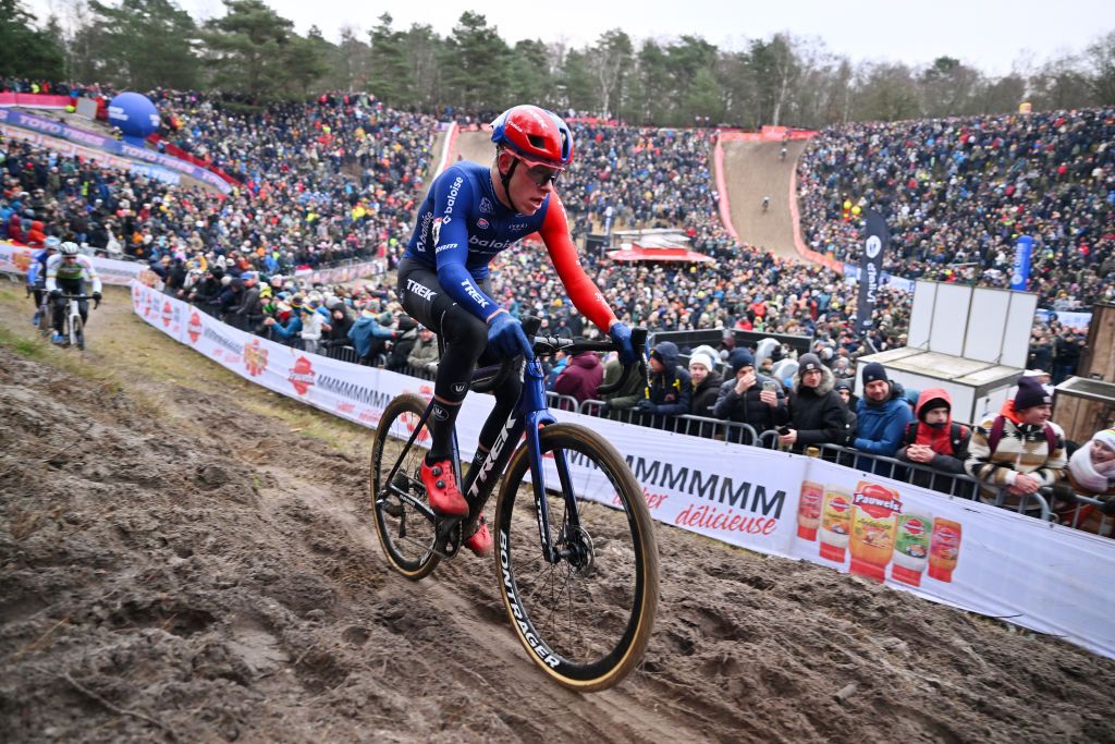 ZONHOVEN BELGIUM JANUARY 07 Pim Ronhaar of The Netherlands and Team BaloiseTrek Lions competes during the 27th Zonhoven UCI CycloCross Worldcup 2024 Mens Elite on January 07 2024 in Zonhoven Belgium Photo by Luc ClaessenGetty Images
