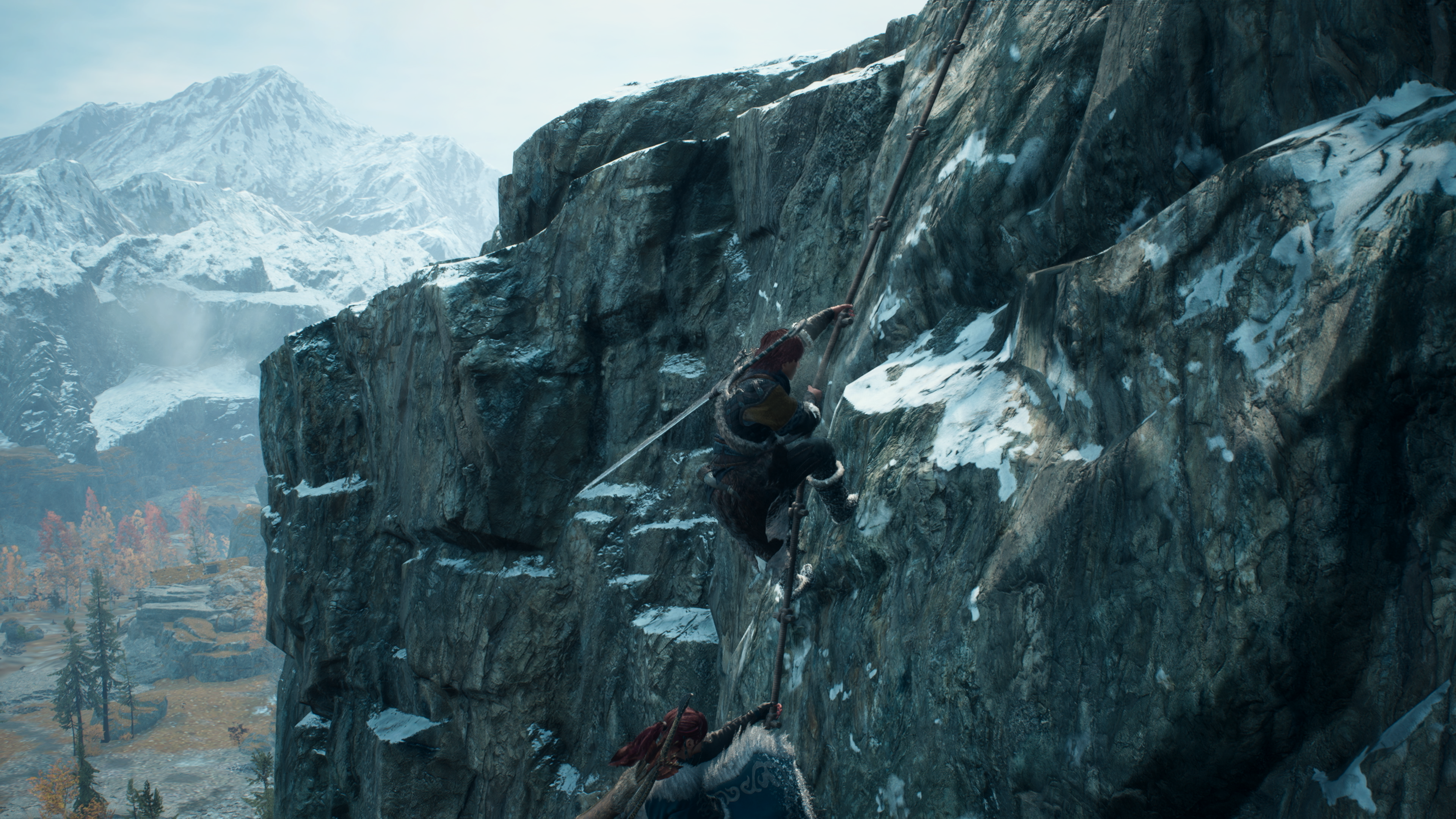 Snowy scenes in a fantasy video game