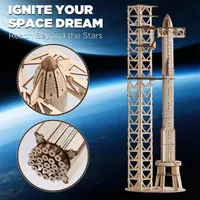 SainSmart Jr. 3D Wooden Puzzles SpaceX Starship DIY Rocket Model Kit