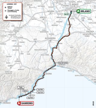 The route of the 2022 MIlan-San Remo