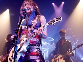 Justin Hawkins onstage in the USA earlier this year