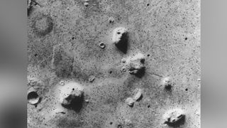 NASA's Viking 1 Orbiter spacecraft photographed this region in the northern latitudes of Mars on July 25, 1976 while searching for a landing site for the Viking 2 Lander.