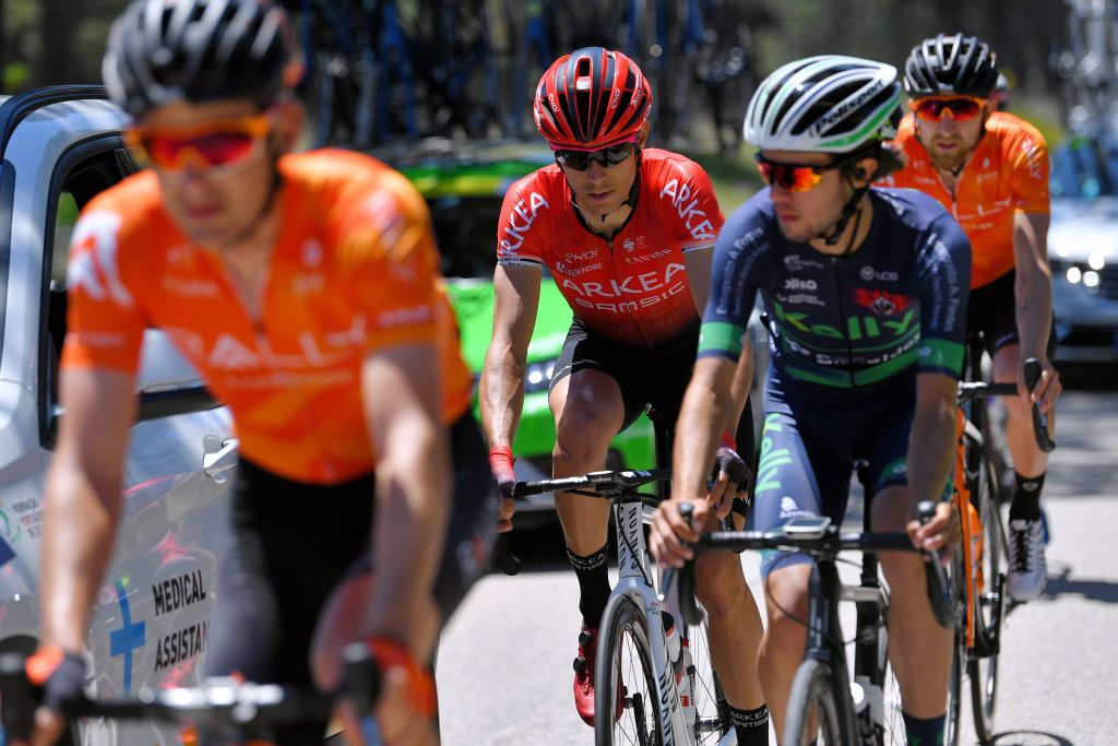 FOIA PORTUGAL MAY 06 Diego Rosa of Italy and Team Arka Samsicduring the 47th Volta Ao Algarve 2021 Stage 2 a 1828km stage from Sagres to Fia 890m VoltAlgarve VAlgarve2021 on May 06 2021 in Fia Portugal Photo by Luc ClaessenGetty Images