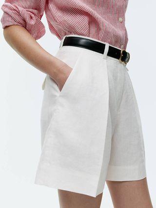 High Waist Linen Shorts - White - Arket Gb