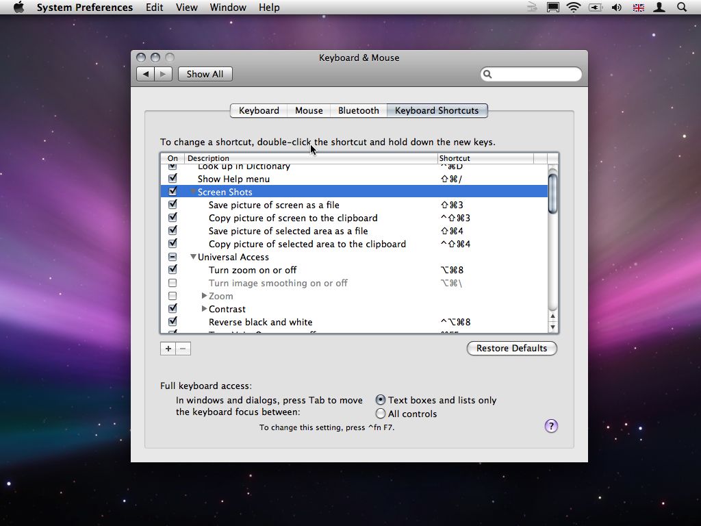 screen shot mac os x