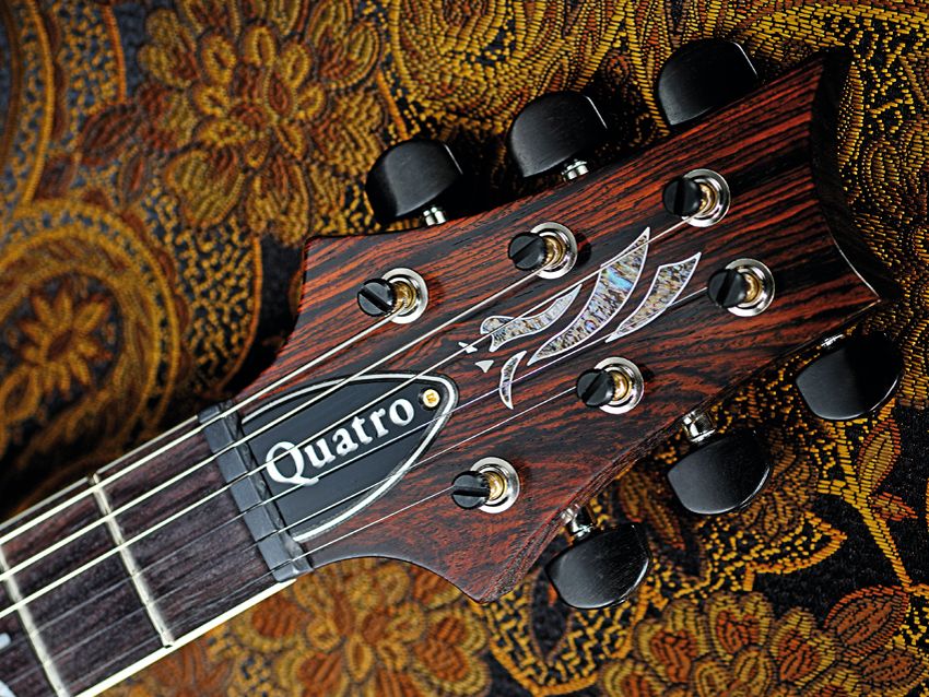 The Quatro's neck is shaped from unusual dalbergia wood, sourced in India.