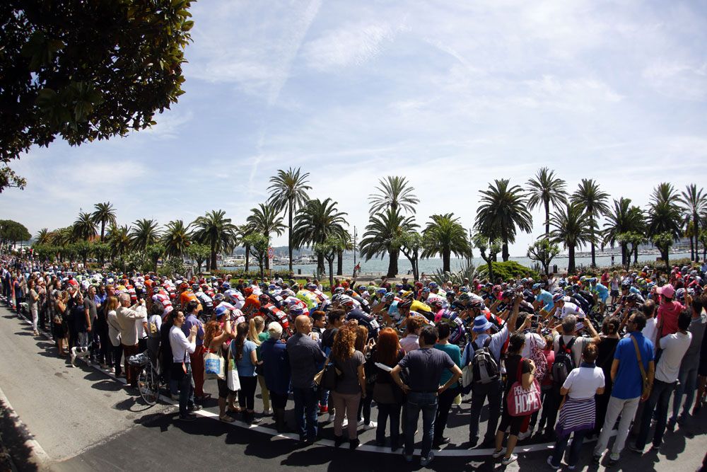 The peloton departs