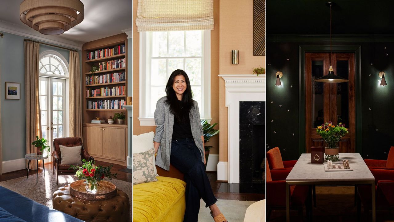 Three spaces styled by interior designer Mandy Cheng, pictured above: a living room, sitting room, and game room/bar