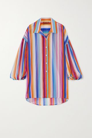 Cotton and silk chiffon striped shirt
