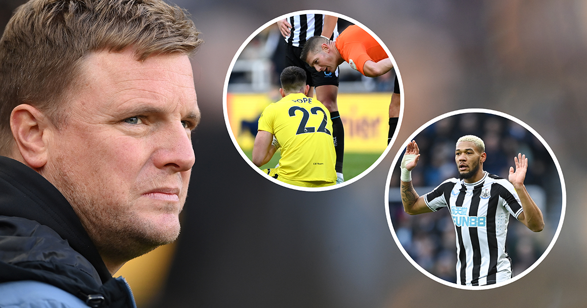 Newcastle United head coach Eddie Howe looks on during the Premier League match between Newcastle United and Fulham FC at St. James Park on January 15, 2023 in Newcastle upon Tyne, England.