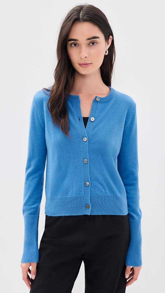 Solid Lean Lines Cashmere Cardigan - Cerulean