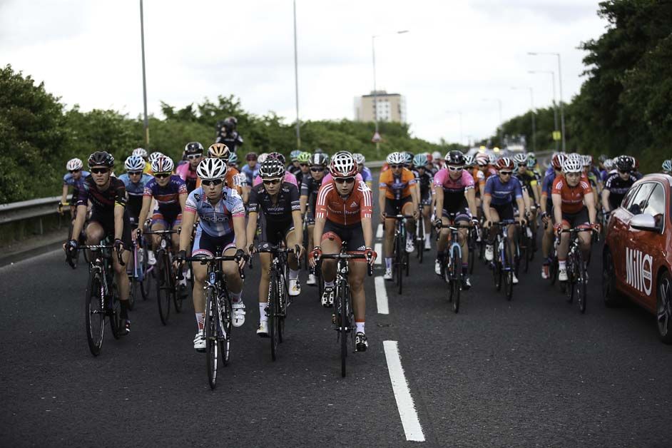 The riders wait for the flag to drop