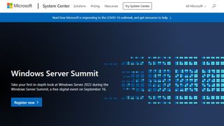 Microsoft System Centre's homepage